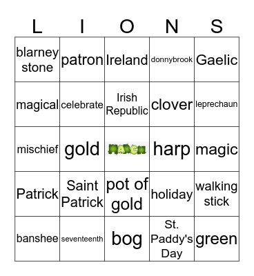 Legacy's March BINGO Card