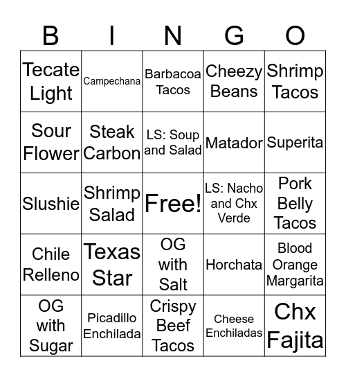 Superica Sales Bingo Card