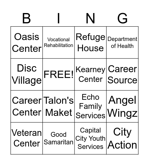 Resource Fair Bingo  Bingo Card