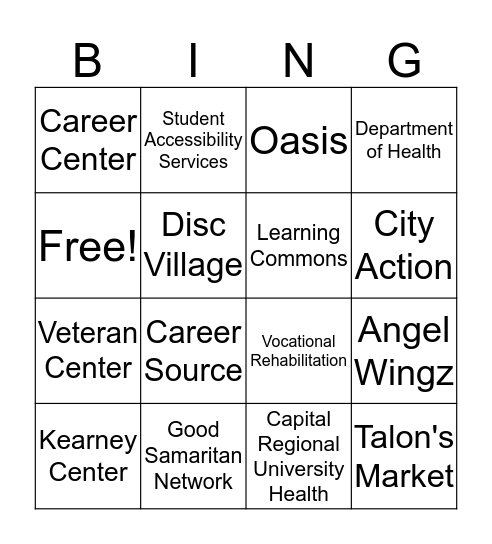 Resource Fair Bingo  Bingo Card