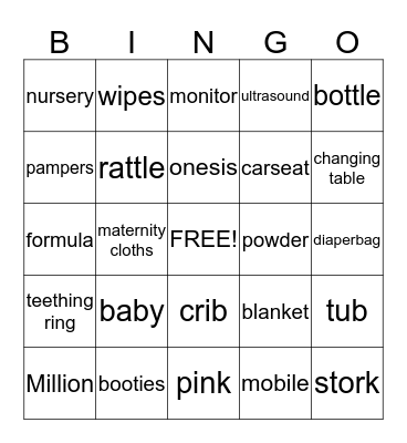 Diamond Affair Baby Shower Bingo Card