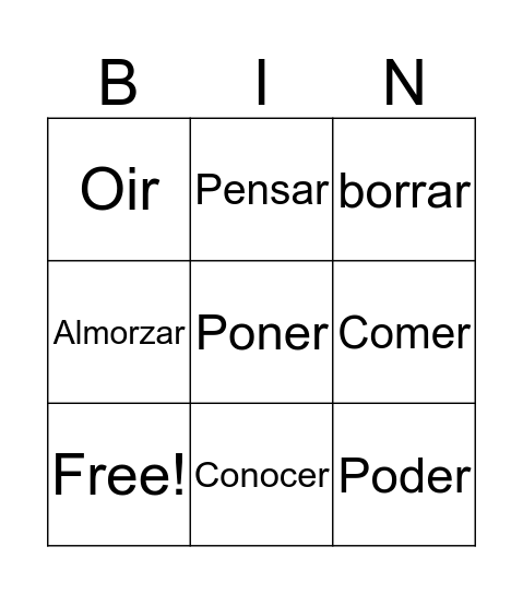 Loteria del subjuntivo Bingo Card