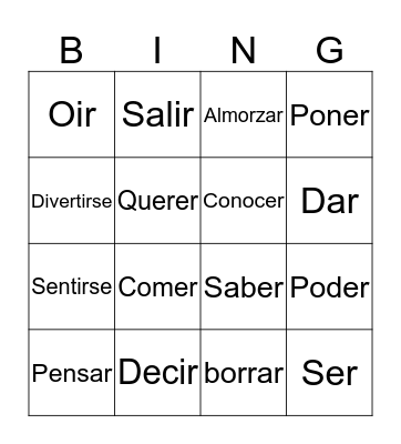 Loteria del subjuntivo Bingo Card