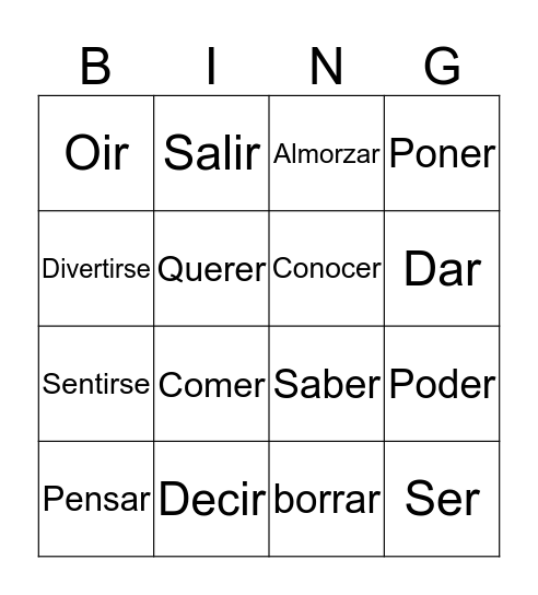 Loteria del subjuntivo Bingo Card