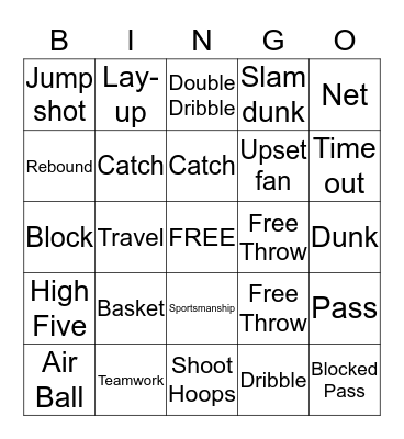 Basketball Bingo!  Bingo Card