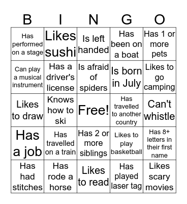 Find Someone Who ... Bingo Card