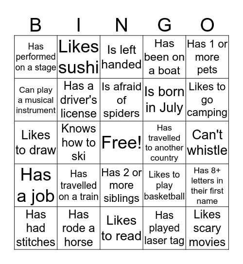 Find Someone Who ... Bingo Card