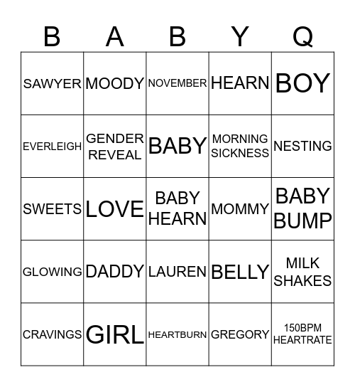 GREGORY & LAUREN'S Bingo Card