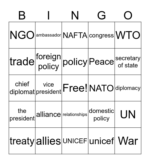 4.1 & 4.2 Bingo Card