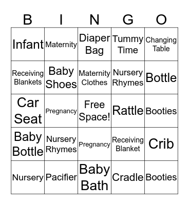 Kaylee's Fiesta Baby Bingo Card