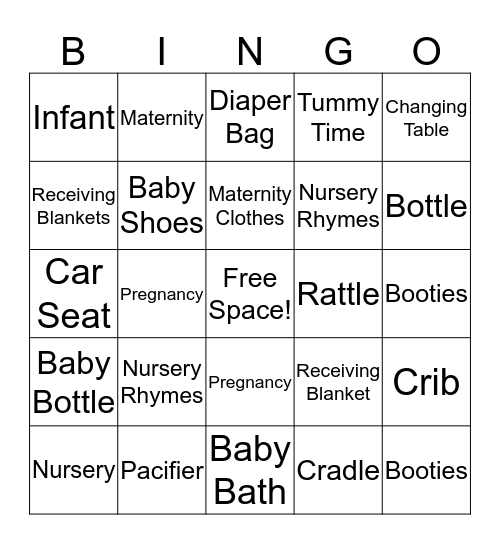 Kaylee's Fiesta Baby Bingo Card