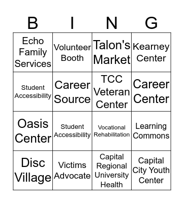 Resource Fair Bingo Card