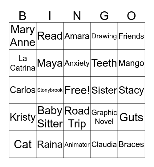 Raina Telgemier Bingo Card