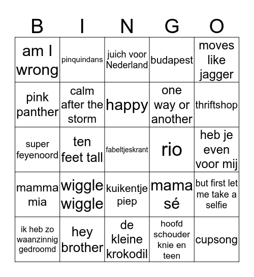muziekbingo Card