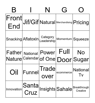 Consumer Breakout Bingo Card