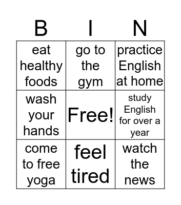 Have you been...  Bingo Card