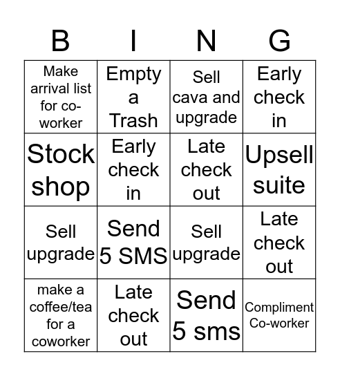 Teamwork/Upsell Bingo Card