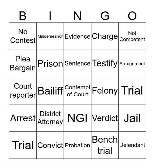 Competency Bingo Card