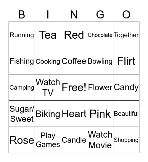 Activities/Valentine's Bingo Card