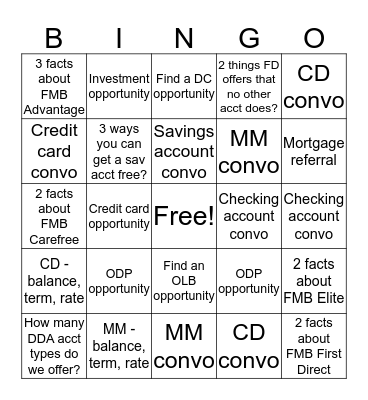 FMB BINGO Card