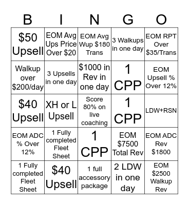 March Sales Blackout Bingo Card