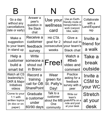 March Bingo Card