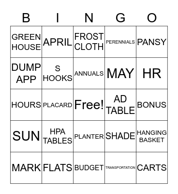 MERCHANDISING BINGO Card