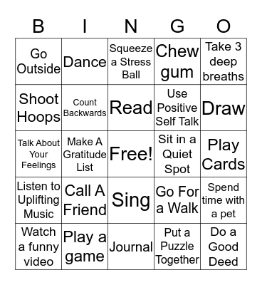 Coping Skills  Bingo Card