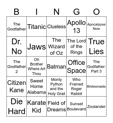Krafty Draft - Movie One Liners Bingo Card
