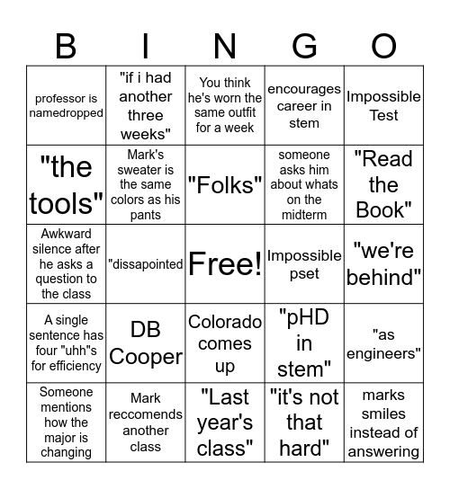 Mark Bingo Card