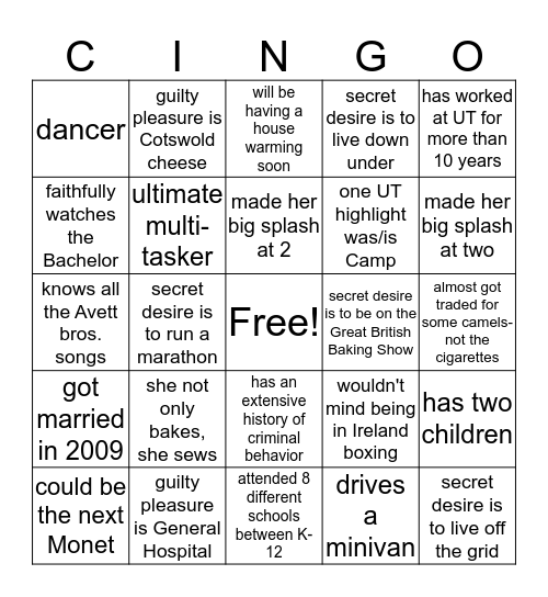Clingo (Clinic Bingo 2020) Bingo Card