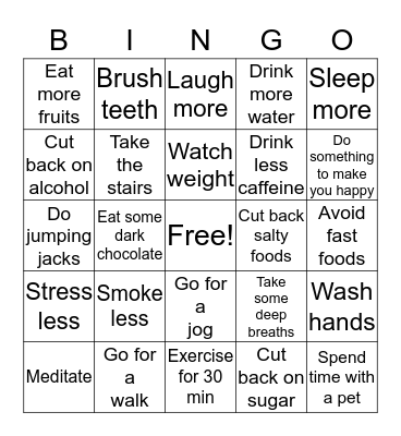 Ways to keep your heart happy! Bingo Card