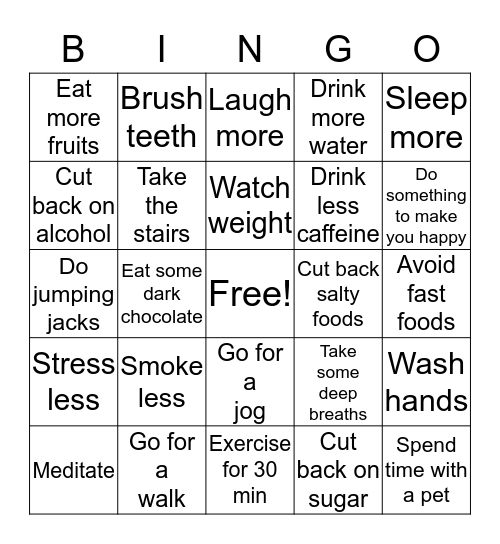 Ways to keep your heart happy! Bingo Card