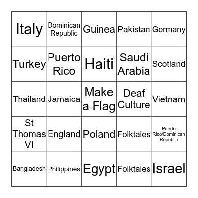 Multi-Cultural Night Bingo Card