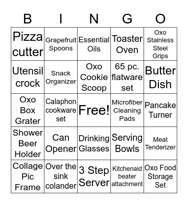 Wedding Shower Bingo Card