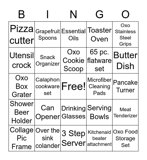 Wedding Shower Bingo Card