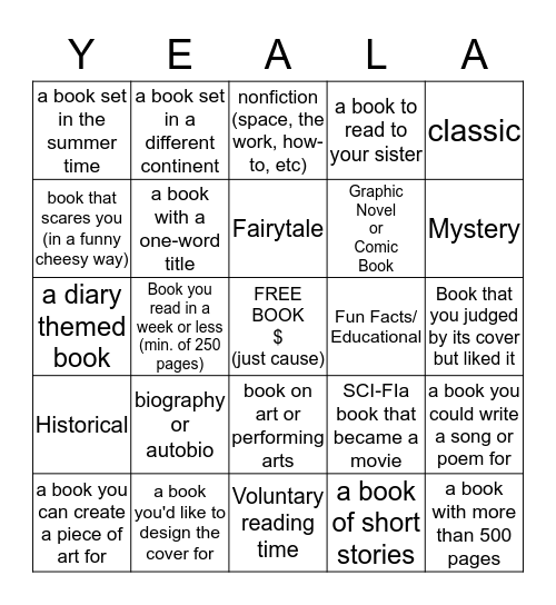 READING BINGO Card