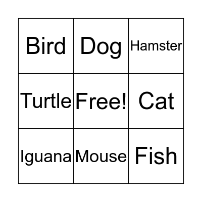 Animal BINGO Card