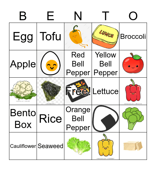 Bento Box Bingo Card