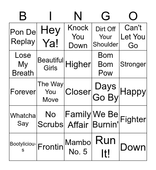 Music Bingo Card