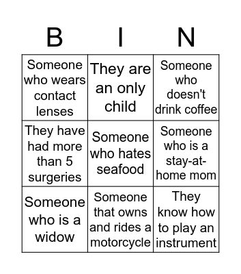 Get to Know You Bingo Card