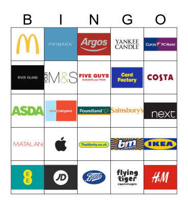 shop & work cards  Bingo Card