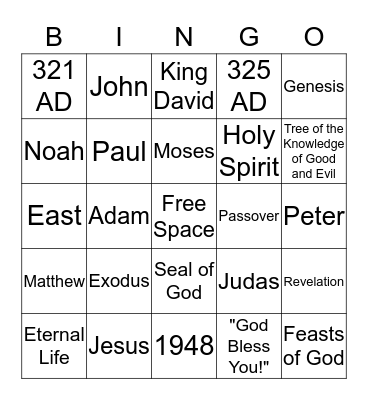 Bible Bingo Card