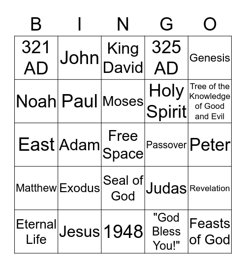 Bible Bingo Card