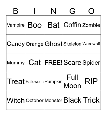 Halloween Bingo! Bingo Card