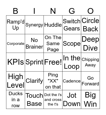 Corporate Lingo Bingo Card