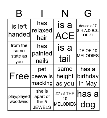 Find Someone Who......  Bingo Card