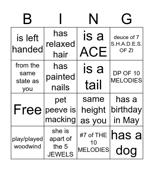 Find Someone Who......  Bingo Card