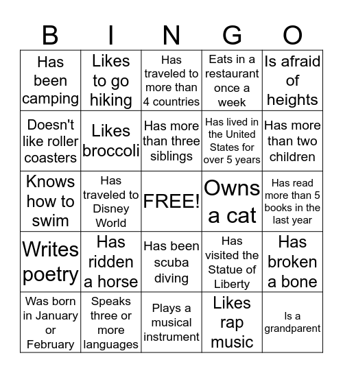 Welcome to Summer ESL!  Find someone who... Bingo Card