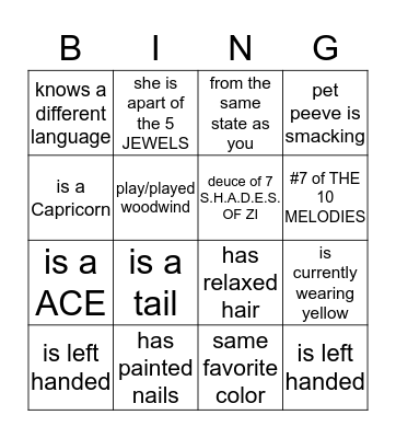 Find Someone Who......  Bingo Card